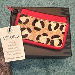 Soruka Red and Leopard Print Wallet